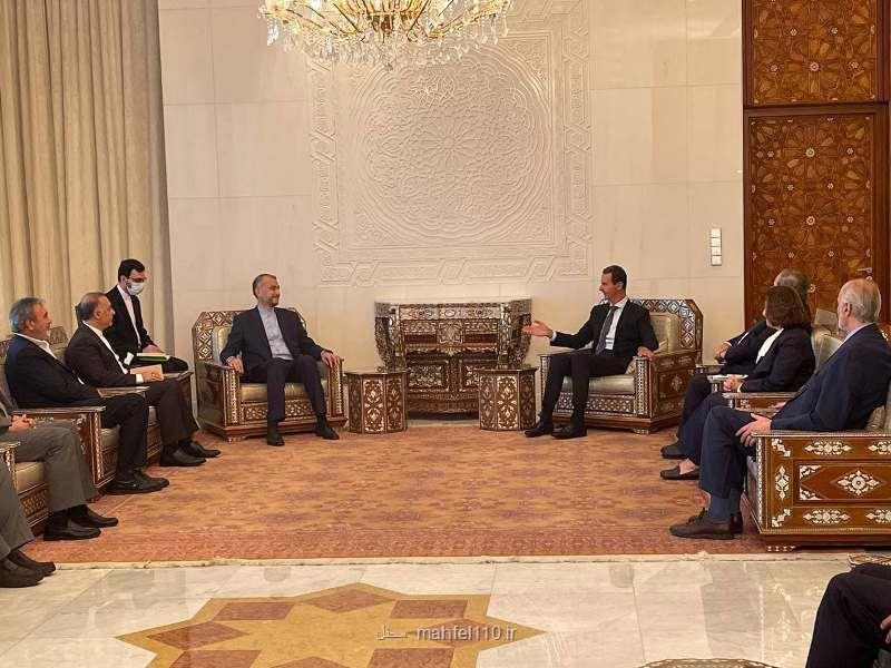 وزیر امورخارجه با رئیس جمهوری سوریه دیدار نمود